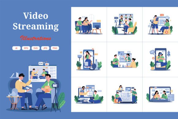 Download M698_Video Streaming Illustration Pack 1 - Streaming Collection
