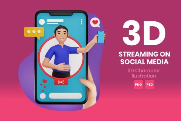 Download Streaming on Social Media 3D Character - Streaming Collection