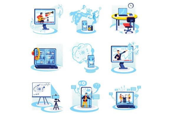 Download Video Streaming Vector Illustration Set - Streaming Collection