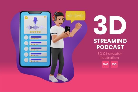 Download Streaming Podcast 3D Character - Streaming Collection